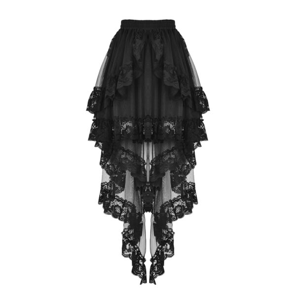 Jupe jupon à traîne en dentelle noire