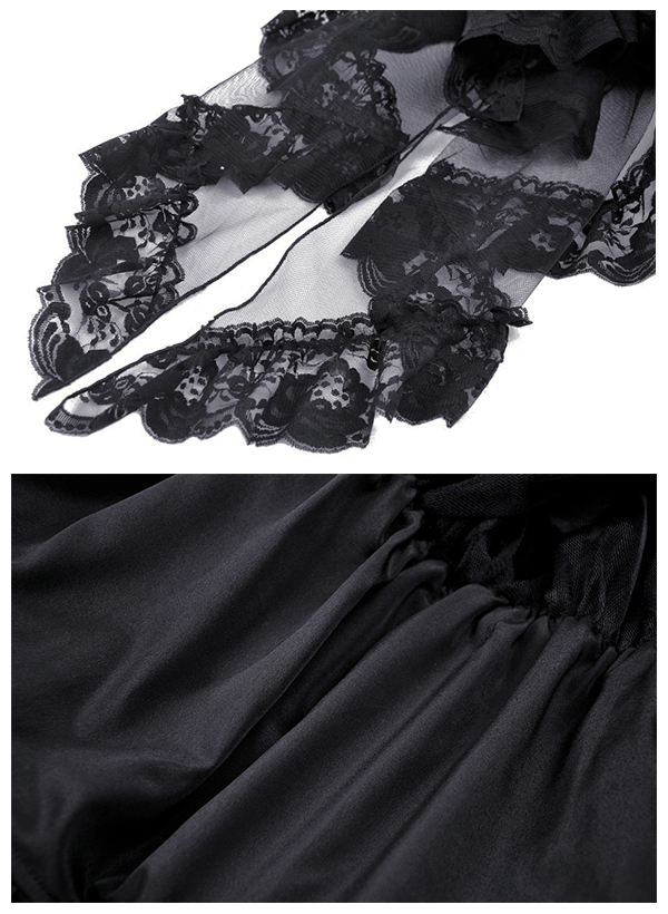 Jupe jupon à traîne en dentelle noire