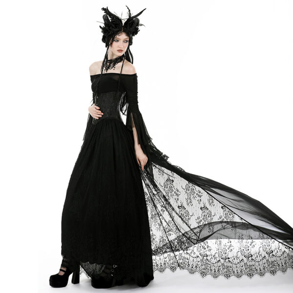 Jupe de mariée à traîne en dentelle