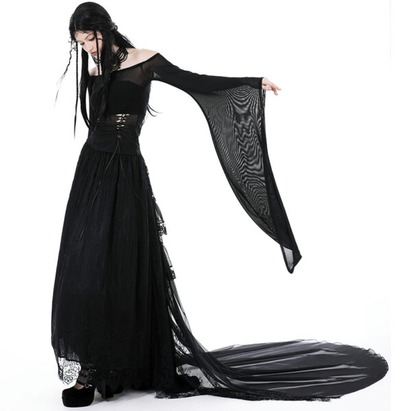 Jupe de mariée à traîne en dentelle