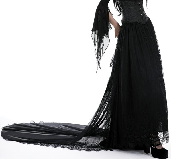 Jupe de mariée à traîne en dentelle