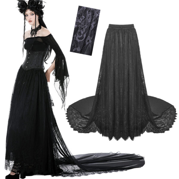 Jupe de mariée à traîne en dentelle