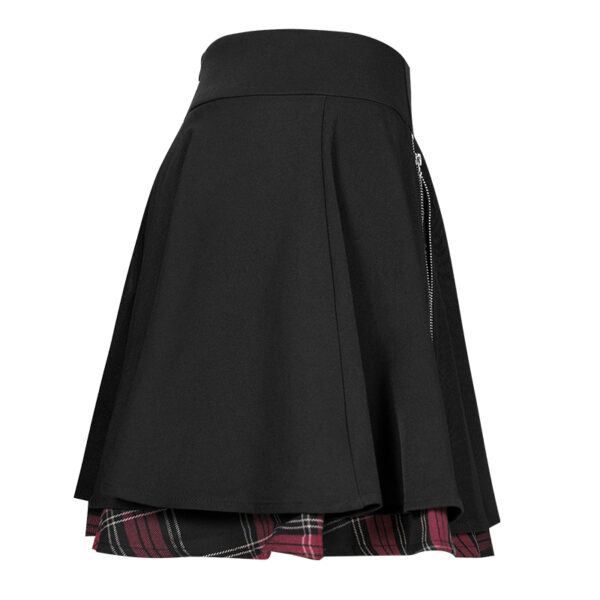 Jupe patineuse noire à inserts écossais