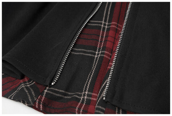 Jupe patineuse noire à inserts écossais