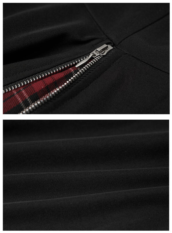 Jupe patineuse noire à inserts écossais