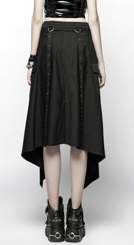 Demi-jupe asymétrique à sangles Noire