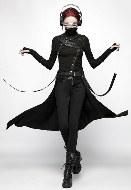 Demi-jupe asymétrique à sangles Noire