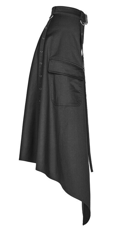 Demi-jupe asymétrique à sangles Noire