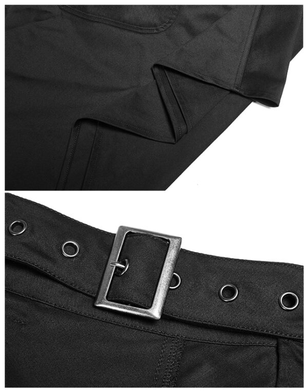 Demi-jupe asymétrique à sangles Noire