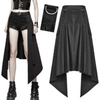 Demi jupe guerrière gothique ceinture Punk Rave OQ-380-BK.