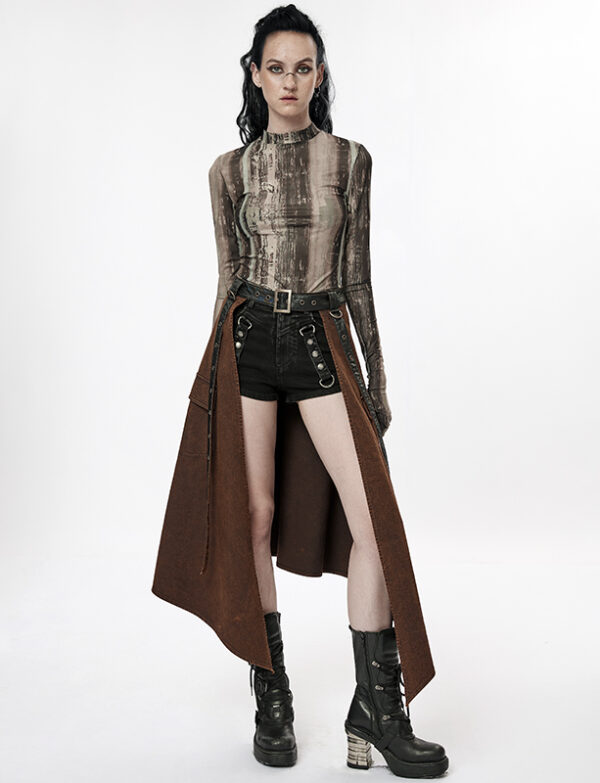 Demi-jupe asymétrique à sangles Café