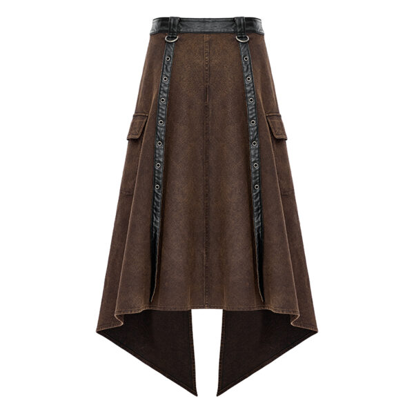 Demi-jupe asymétrique à sangles Café