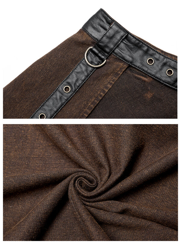 Demi-jupe asymétrique à sangles Café