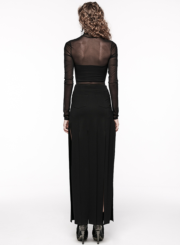 Jupe longue multi fentes effet lambeaux