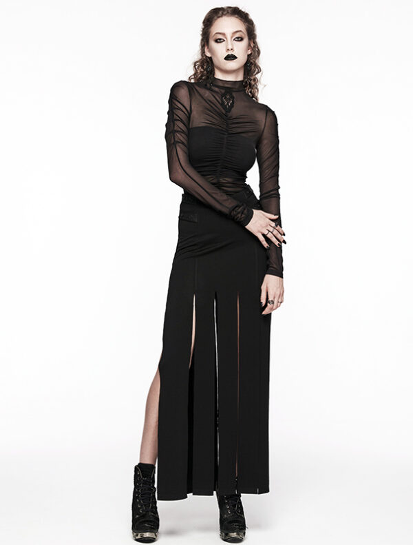 Jupe longue multi fentes effet lambeaux