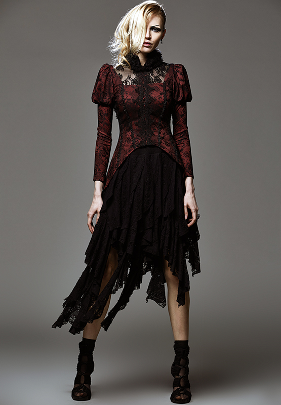 Jupe asymétrique à pans brodés