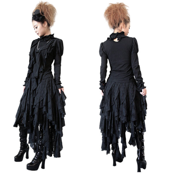 Jupe asymétrique à pans brodés