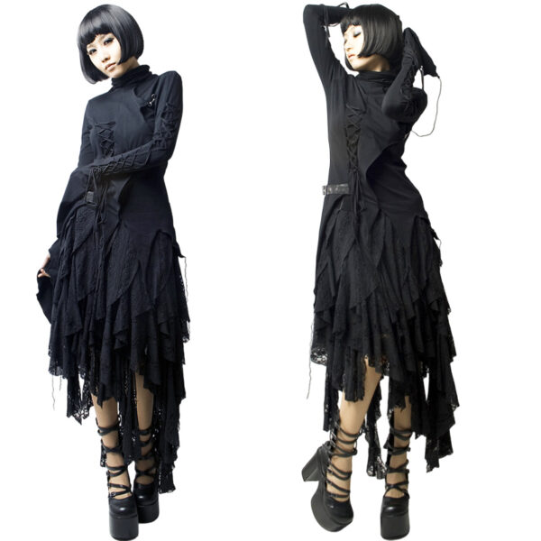 Jupe asymétrique à pans brodés