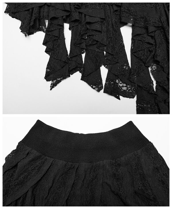 Jupe asymétrique à pans brodés