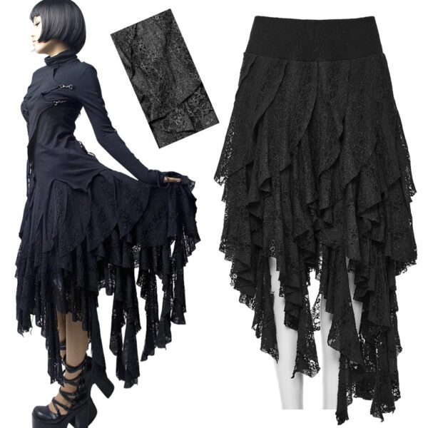 Jupe asymétrique à pans brodés