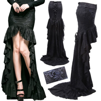 Jupe de mariée à traîne en satin et dentelle