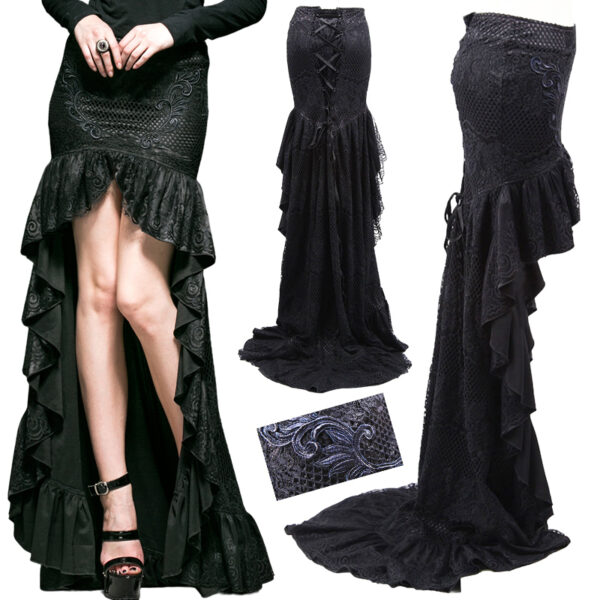 Jupe de mariée à traîne en satin et dentelle Jupe de mariée à traîne en satin et dentelle