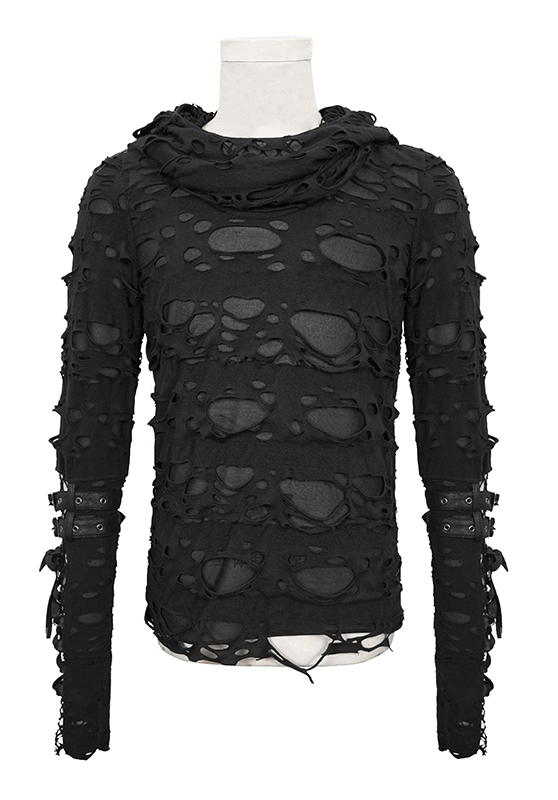 Haut déchiré à capuche et manches mitaines Haut déchiré à capuche et manches mitaines