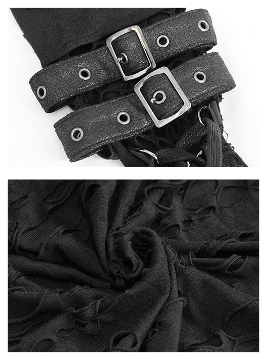 Haut déchiré à capuche et manches mitaines Haut déchiré à capuche et manches mitaines