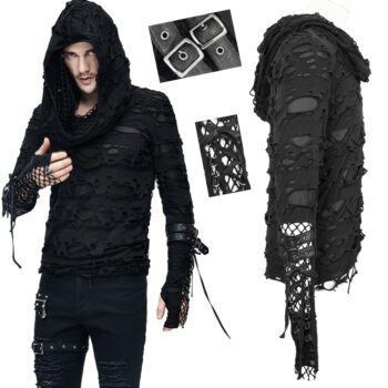 Haut déchiré à capuche et manches mitaines