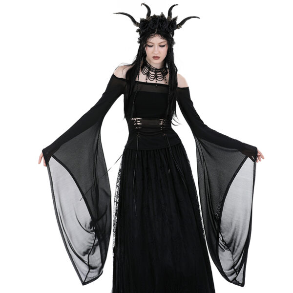 Haut en voile noir à manches très longues Haut en voile noir à manches très longues