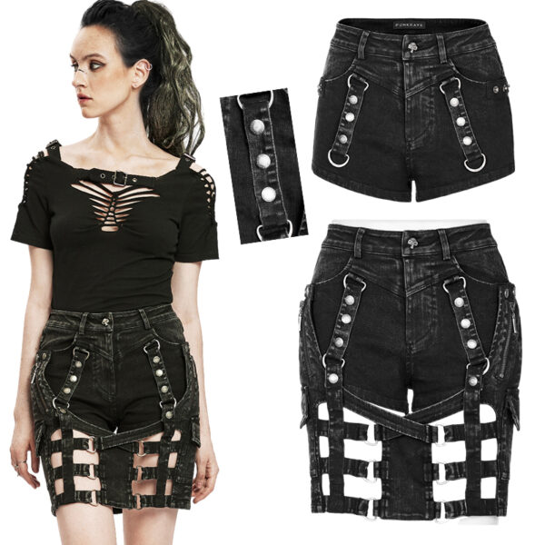 Short en jeans avec jupe cage amovible Short en jeans avec jupe cage amovible