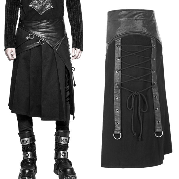 Kilt plissé asymétrique à laçage