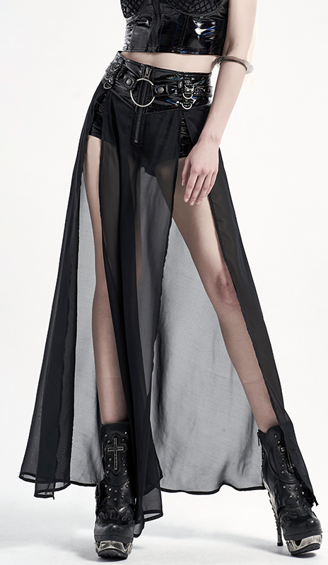 Short jupe en vinyle et voilage