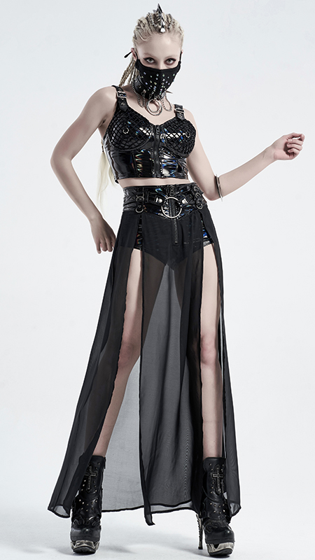 Short jupe en vinyle et voilage