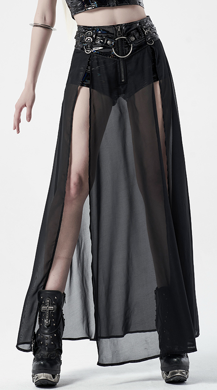 Short jupe en vinyle et voilage