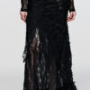 Jupe longue à effet déchiré et dentelle
