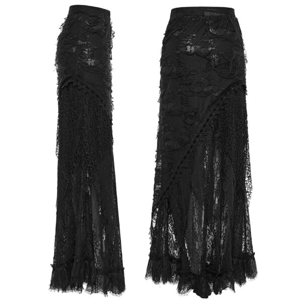 Jupe longue à effet déchiré et dentelle