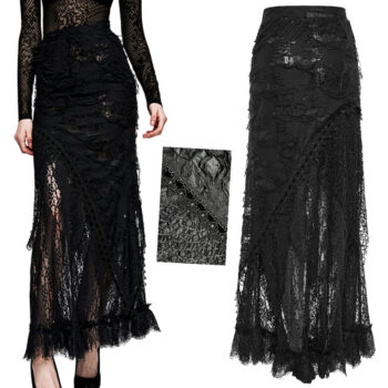 Jupe longue à effet déchiré et dentelle Jupe longue à effet déchiré et dentelle
