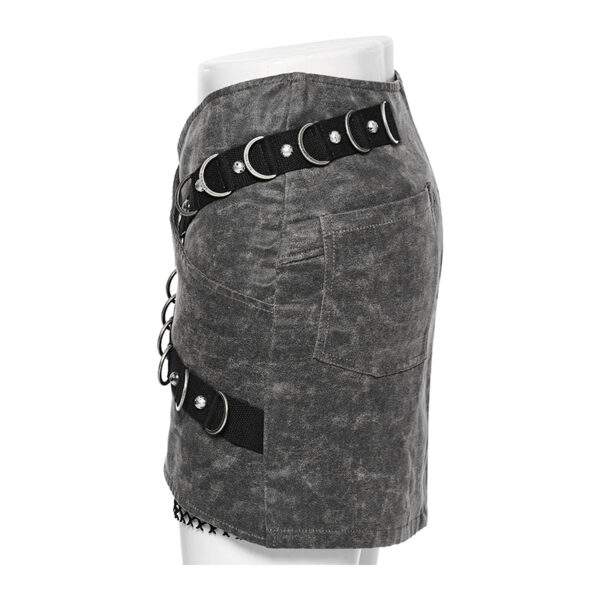 Mini jupe croisée à clous et anneaux Mini jupe croisée à clous et anneaux