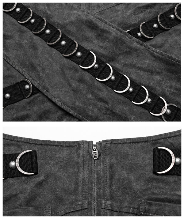 Mini jupe croisée à clous et anneaux Mini jupe croisée à clous et anneaux