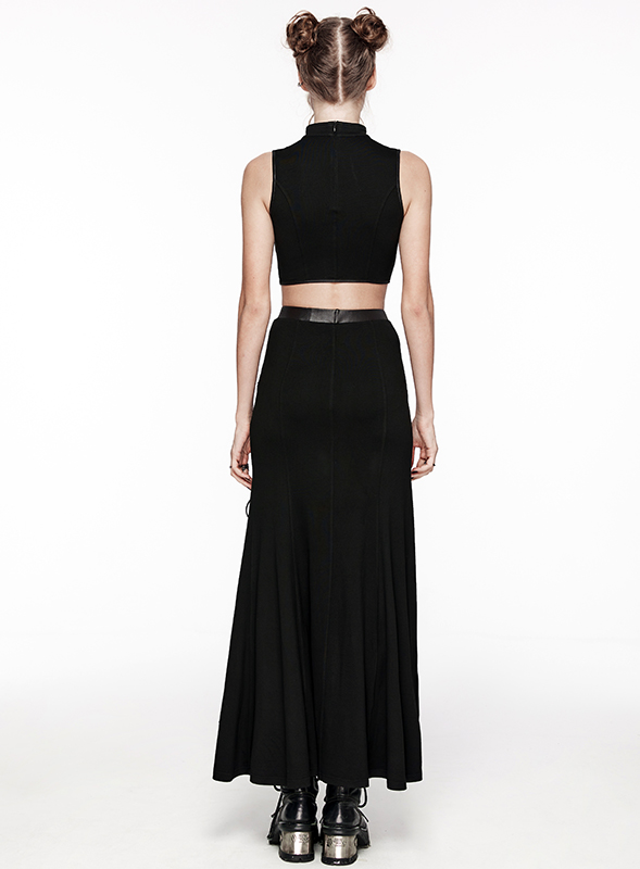 Jupe longue fendue à pointes et laçages Jupe longue fendue à pointes et laçages