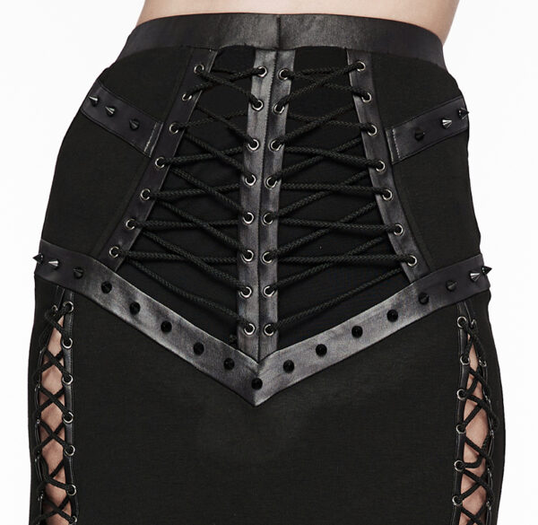 Jupe longue fendue à pointes et laçages Jupe longue fendue à pointes et laçages