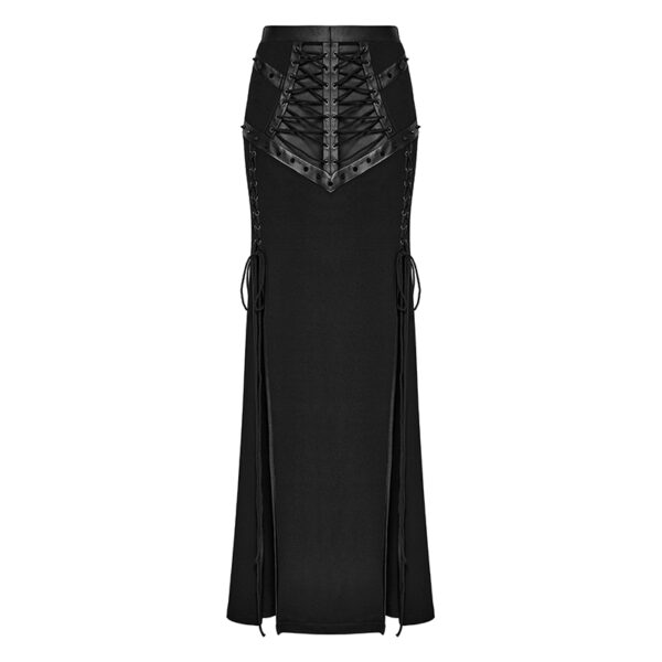 Jupe longue fendue à pointes et laçages Jupe longue fendue à pointes et laçages