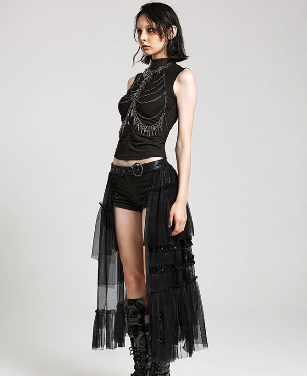 Demi jupe traîne à ceinture Noir