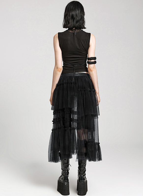 Demi jupe traîne à ceinture Noir