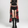 Demi jupe traîne à ceinture Noir & Rouge