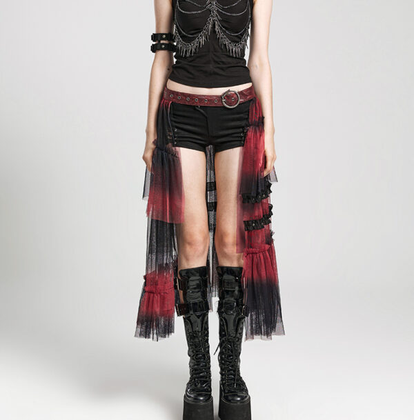 Demi jupe traîne à ceinture Noir & Rouge