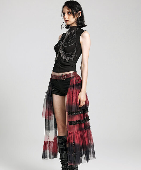 Demi jupe traîne à ceinture Noir & Rouge