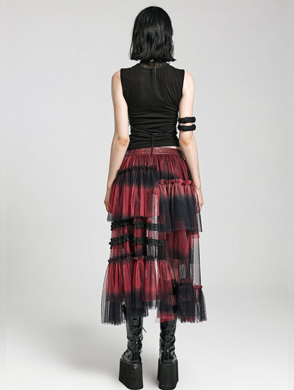 Demi jupe traîne à ceinture Noir & Rouge