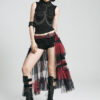 Demi jupe traîne à ceinture Noir & Rouge